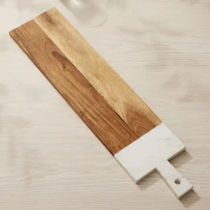 Marble Cheese Round Acacia Chopping Cutting Wood And Marble Pizza Cheese Board